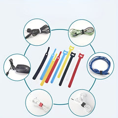 10pcs Reusable Nylon Loop Ties Colorful Data Cable Strap