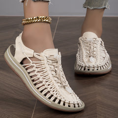 Women's Casual Solid Sandals Summer Breathable Closed Toe Hole Slippers