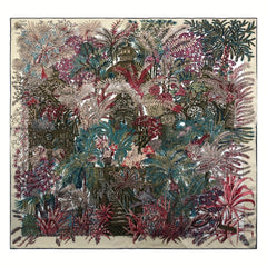 Vintage Silk Scarf Plant Print Large Square Bohemia Shawl Bandana