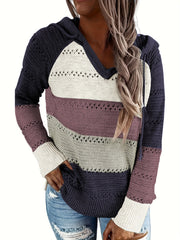 Drawstring Hooded Sweater for Fall & Winter Women's Clothing