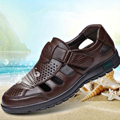 Men's Breathable Closed Toe Hollow Out Sandals with Adjustable Buckle