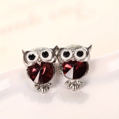 Rhinestone Owl Stud Earrings Decorative Accessories Holiday Gift