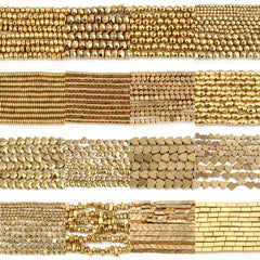 High Retention Natural Golden Hematite Beads Strand DIY Jewelry Making
