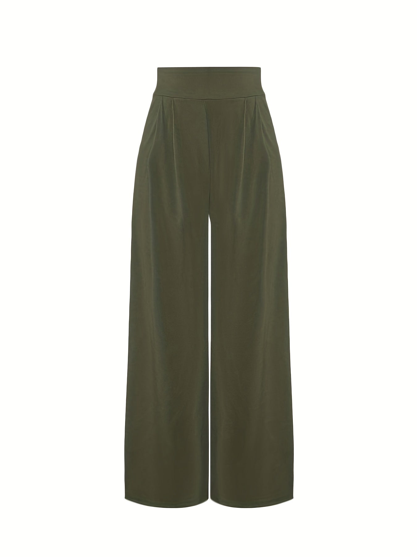 Solid Wide Leg Flare Pants High Waist Casual Pocket