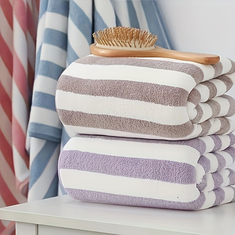 Soft Striped Bath Towel - Quick Drying Absorbent Towel