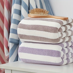 Soft Striped Bath Towel - Quick Drying Absorbent Towel