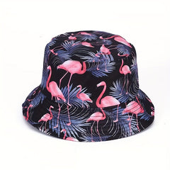 Foldable Flamingo Print Bucket Hat Lightweight Fisherman Cap for Women