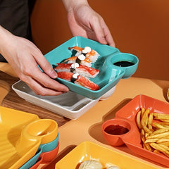 4pcs Sushi Plates & Vinegar Sauce Dish Set for Camping