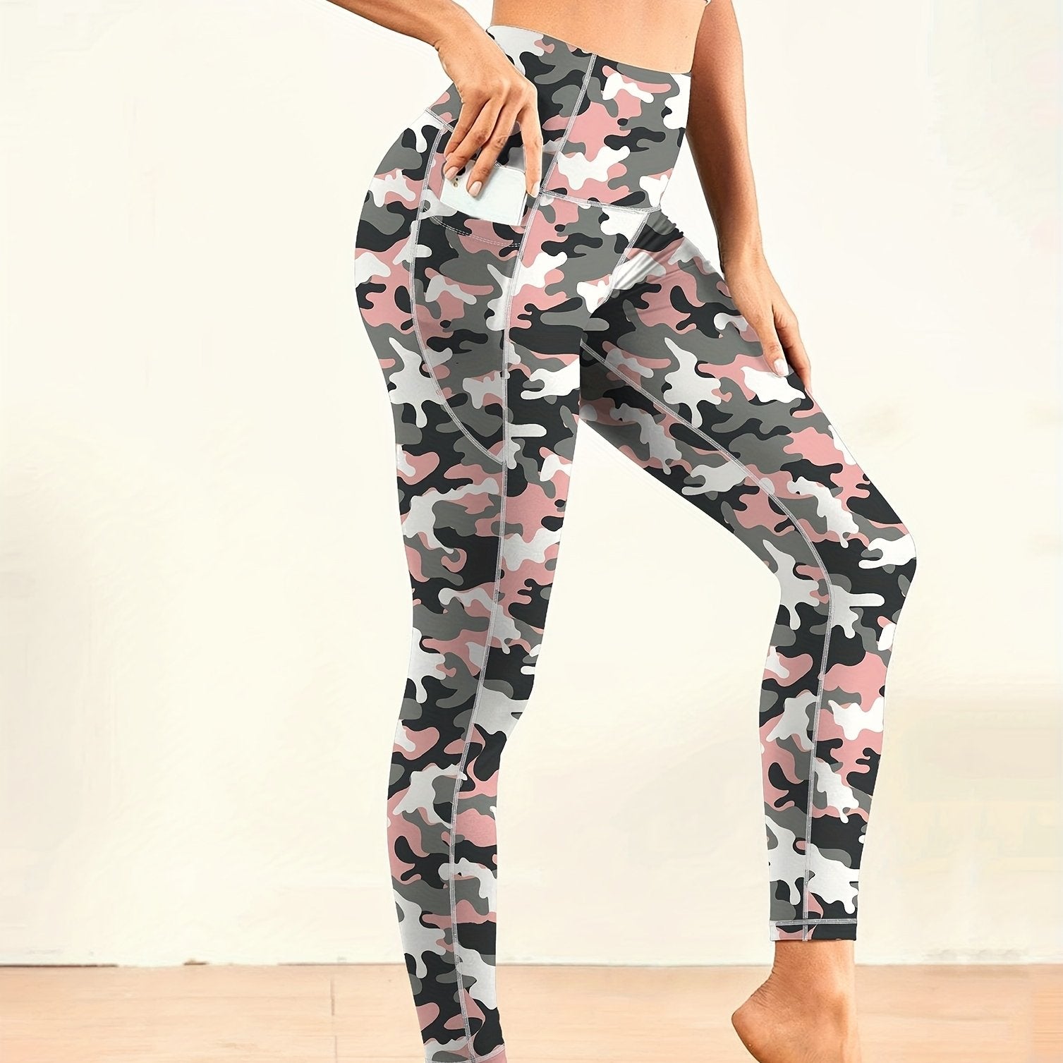 Camo Slim Fit Yoga Pants High Stretch With Pockets Fitness Yoga Leggings