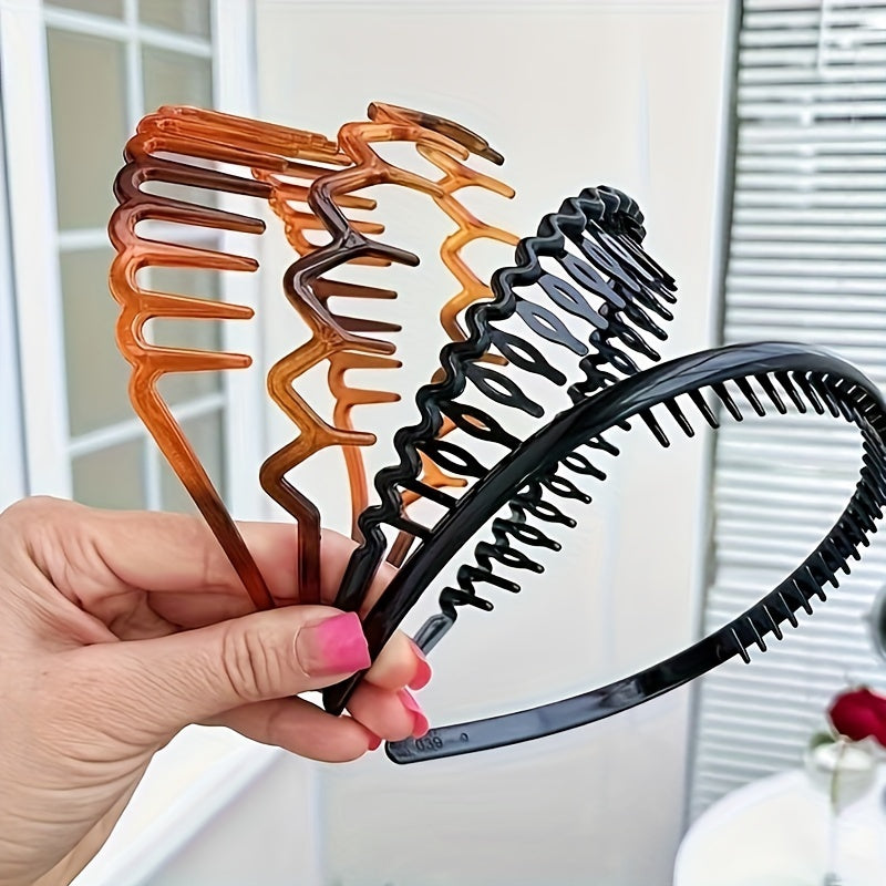 4pcs Water Wave Headbands Set Hair Hoops for Face Washing & Makeup - 2 Colors