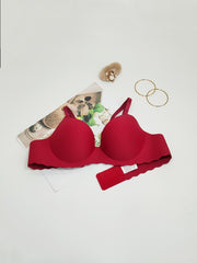 2pcs Romantic Scallop Trim Push Up Bras