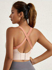 Criss Cross Back Sports Bra High Impact Push Up Shockproof Lingerie