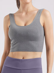 Sexy U Neck Wide Straps Sleeveless Crop Top