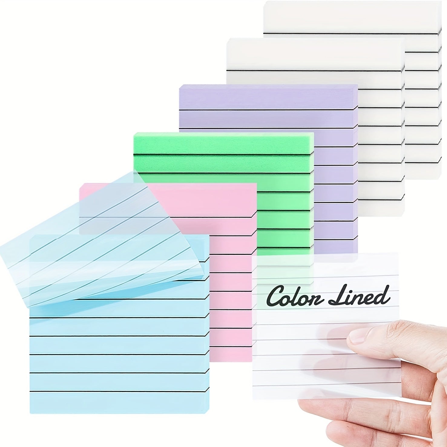 6 Lined Transparent Sticky Notes 7.62cmx7.6cm Soft Clear