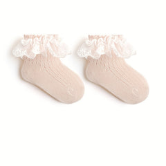Girls Kids Mesh Lace Ruffled Princess Socks Baby Breathable Comfy Toddler Summer