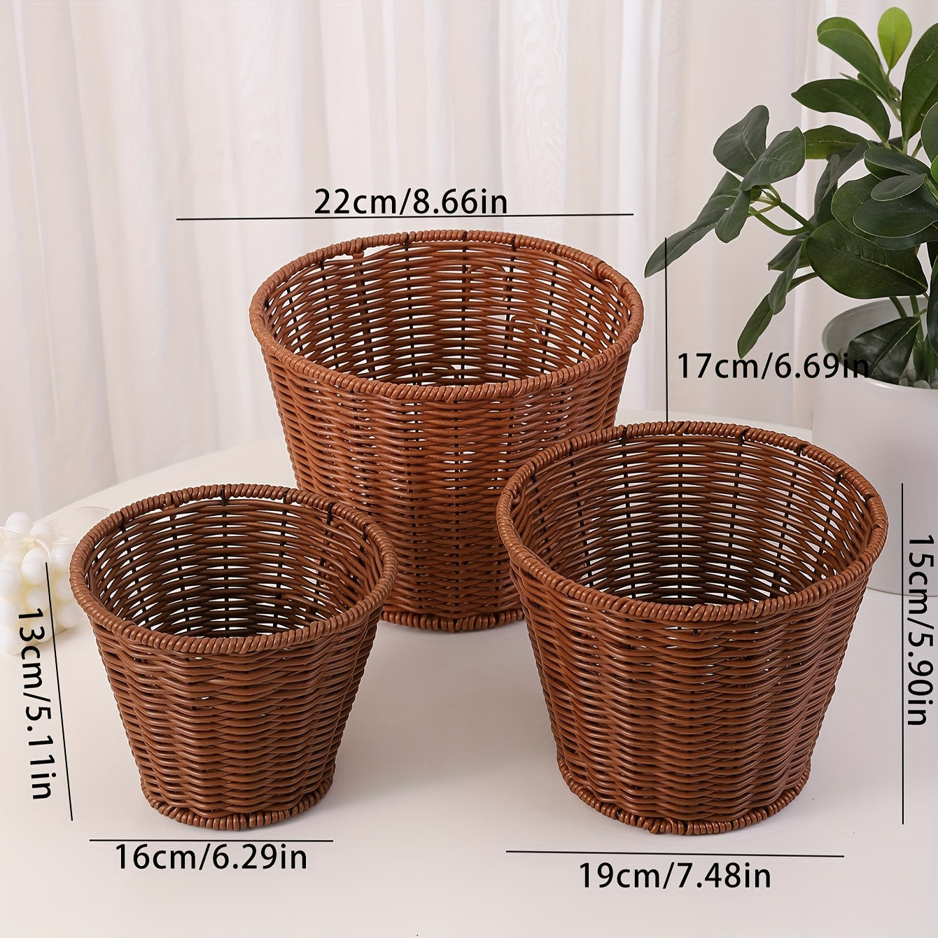 Rattan Woven Fruit Basket Storage Basket - Multifunctional