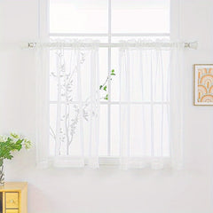 2pcs Sheer Curtain Rod Pocket Curtains for Home Decor