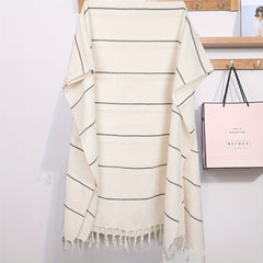 Oversized Pinstripe Beach Towel Adult Fringe Beach Towel Quick Drying Towel