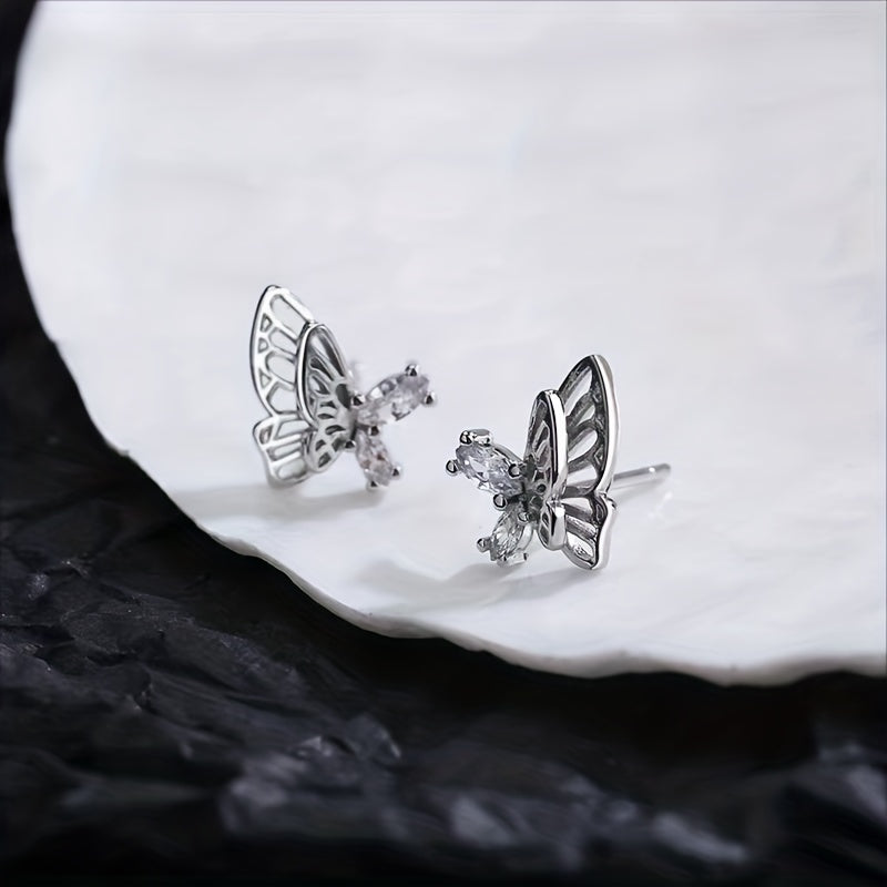 Butterfly Stud Earrings Double Layer Daily Accessories
