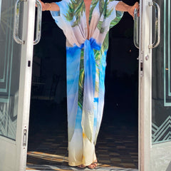 Tropical Palm Tree Print Beachwear 2 Piece Set