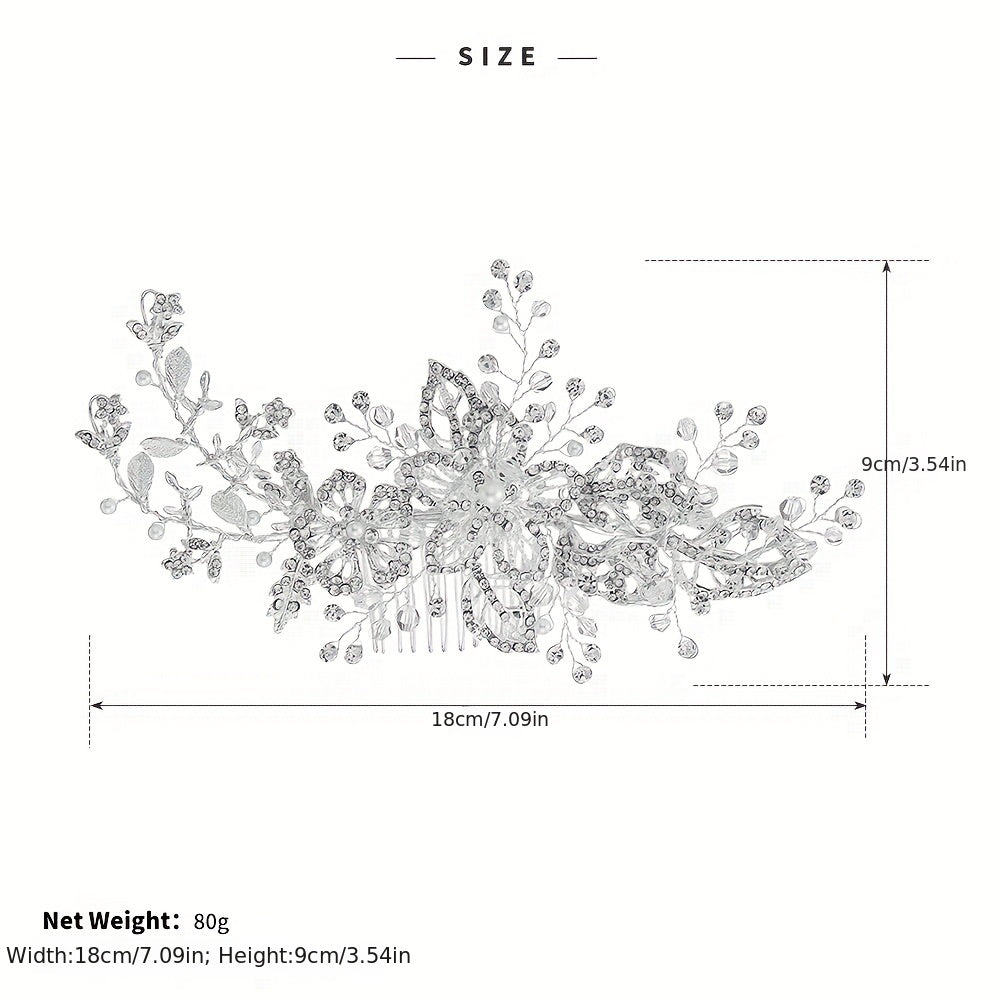 Rhinestone Flower Hair Comb Bridal Wedding Headwear Hair Styling Accessory