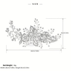 Rhinestone Flower Hair Comb Bridal Wedding Headwear Hair Styling Accessory