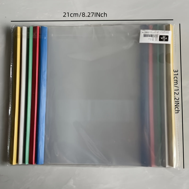 10pcs A4 Transparent Rod Clip Data Storage Triangle File Folder Plastic