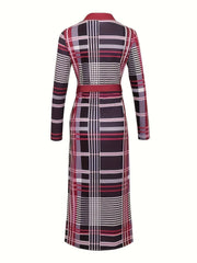 Polka Dot Bodycon V Neck Long Sleeve Dress