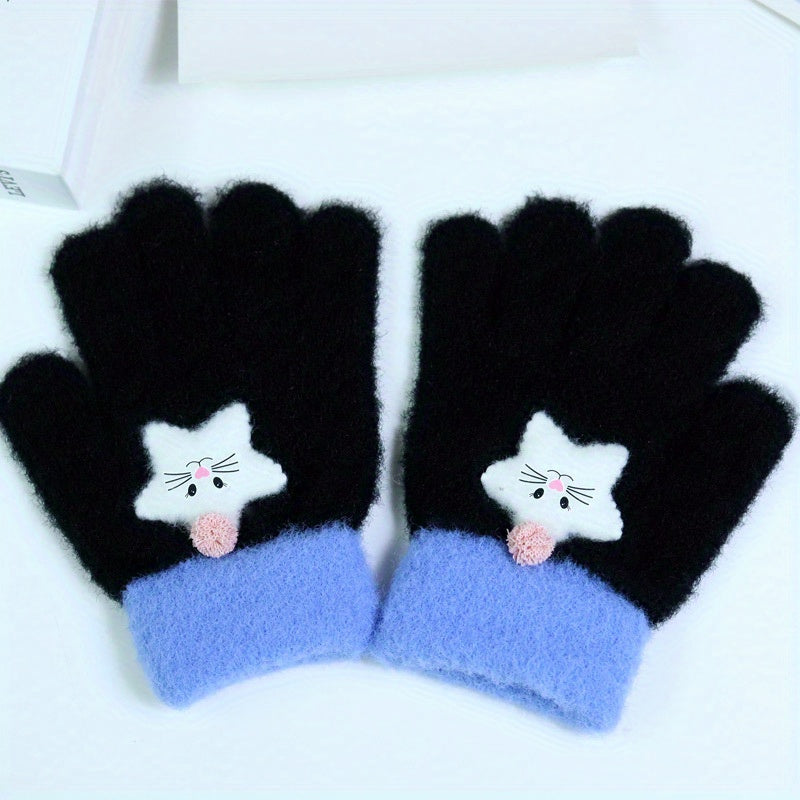 Kids Winter Plush Cartoon Touch Screen Gloves Ages 3-7