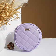 Round Small Shoulder Bag with Stitched Detail
