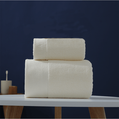 2pcs Soft Cotton Bath Towel Set Absorbent 13.4x29.1in & 55.1x27.6