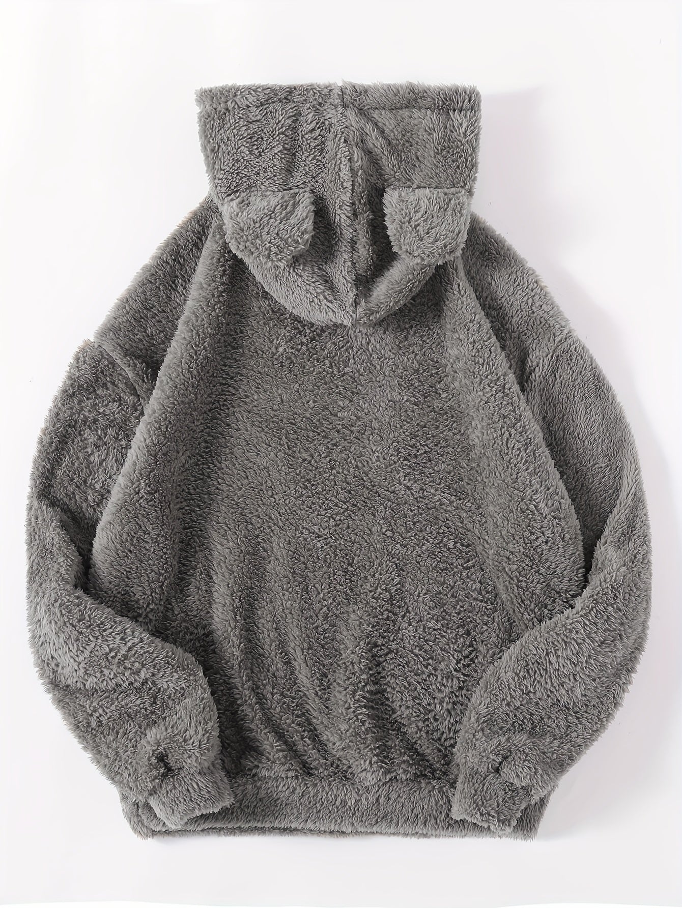 Solid Kangaroo Fuzzy Hoodie Long Sleeve Hoodies Sweatshirt Women's Clothing