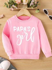 Girls Papa's Girl Letter Graphic Crew Neck Sweatshirt