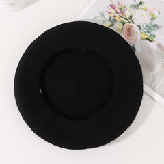 Ghost Embroidery Woolen Beret Women's Hat Painter Hat Winter Warm Beret Hat Cap
