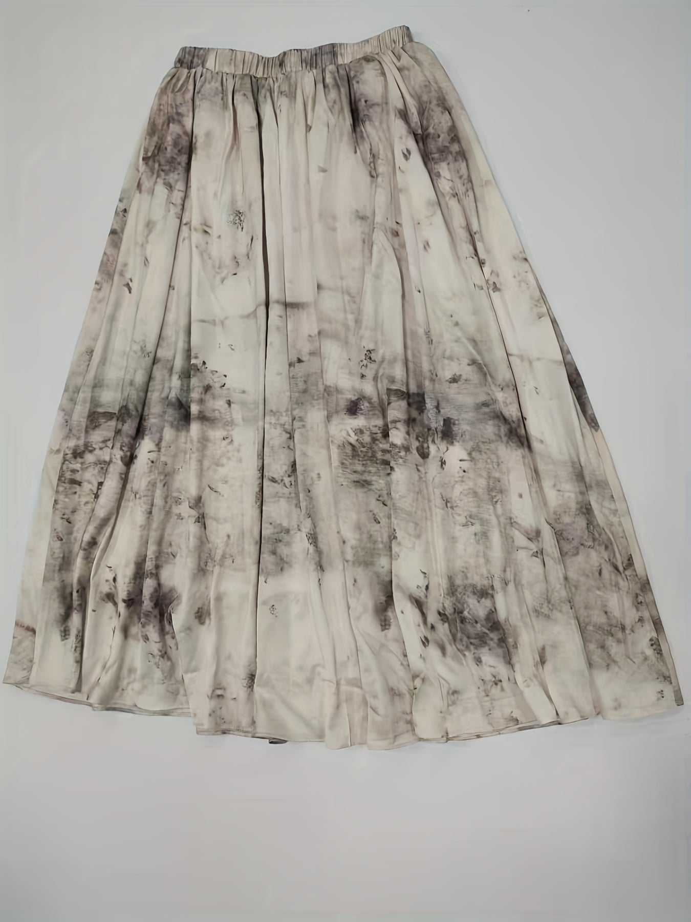 Tie Dye Pleated Maxi Skirt Elastic Waist Spring/Summer Womens Clothing