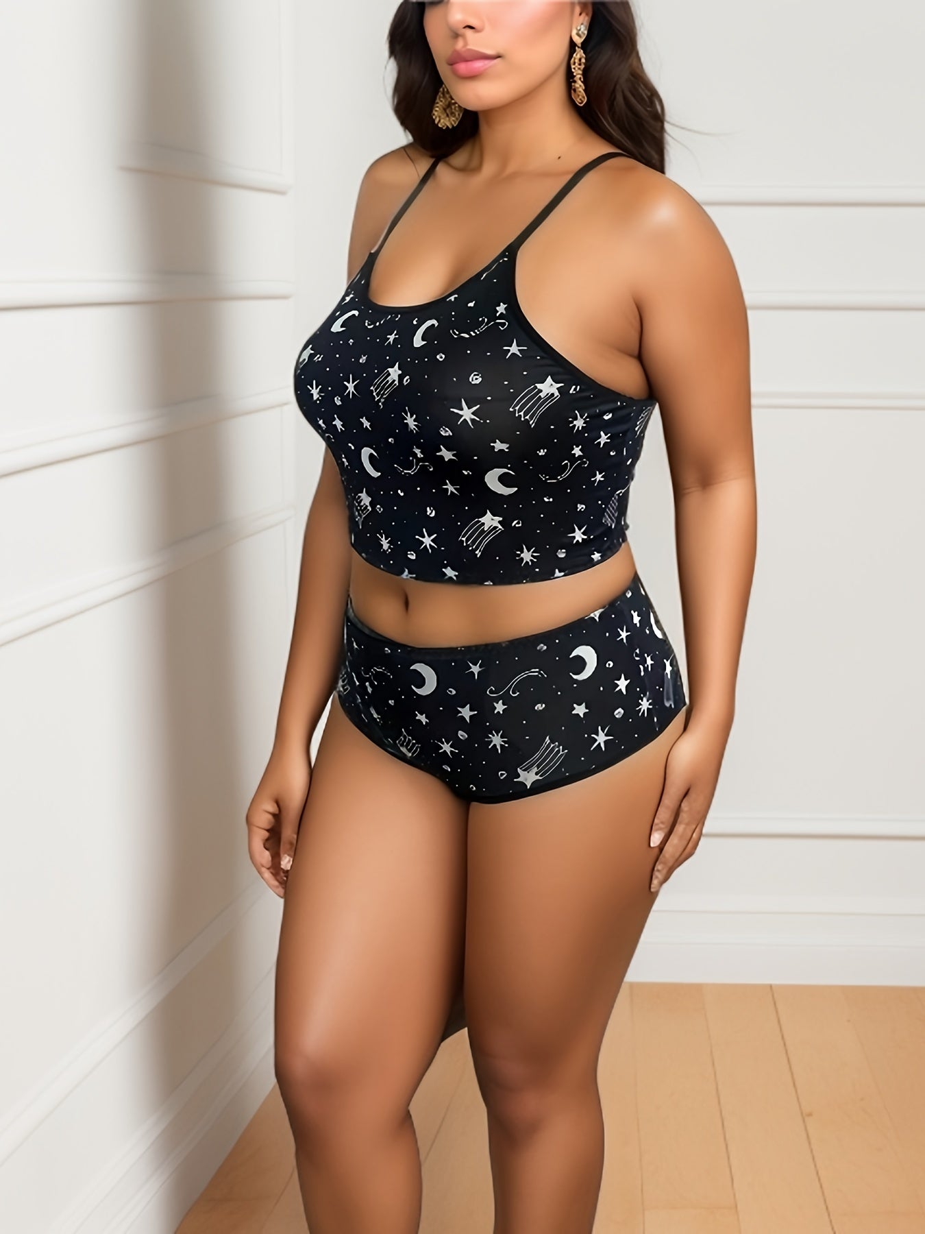 Moon & Star Print Bra & Panty Set