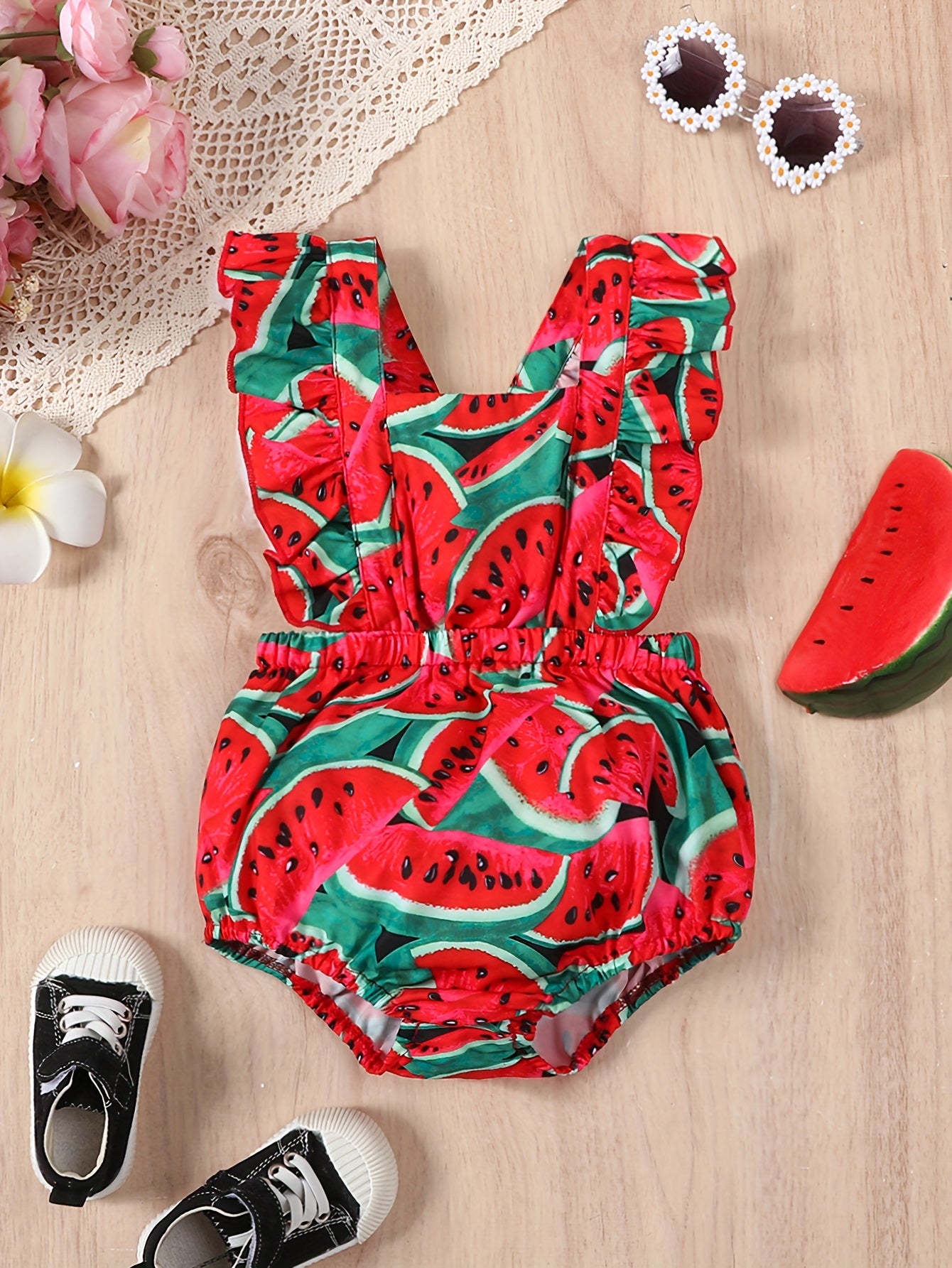 Toddler Baby Girl Butterfly Print Ruffle Onesies Romper
