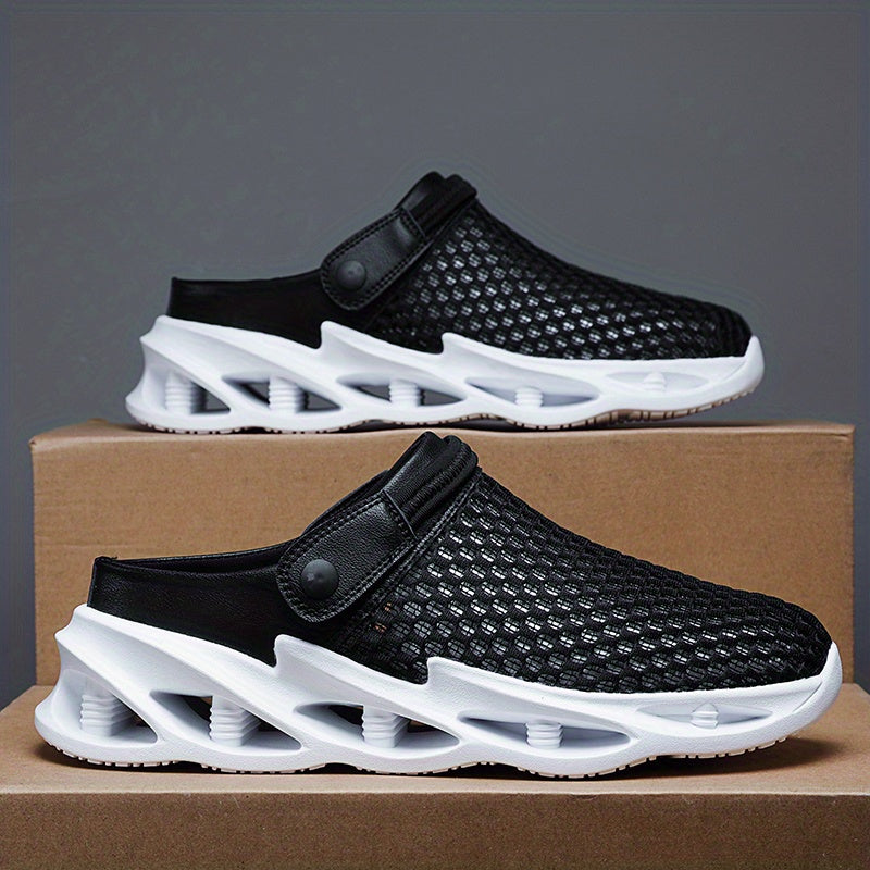 Men's Mesh Blade Clogs Slip on Closed Toe Sandals Soft Sole Walking Shoes