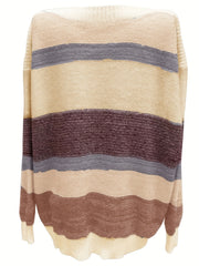 Colorblock Round Neck Long Sleeve Sweater