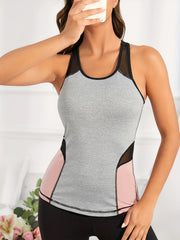 Mesh Contrast Sleeveless Yoga Tank Top