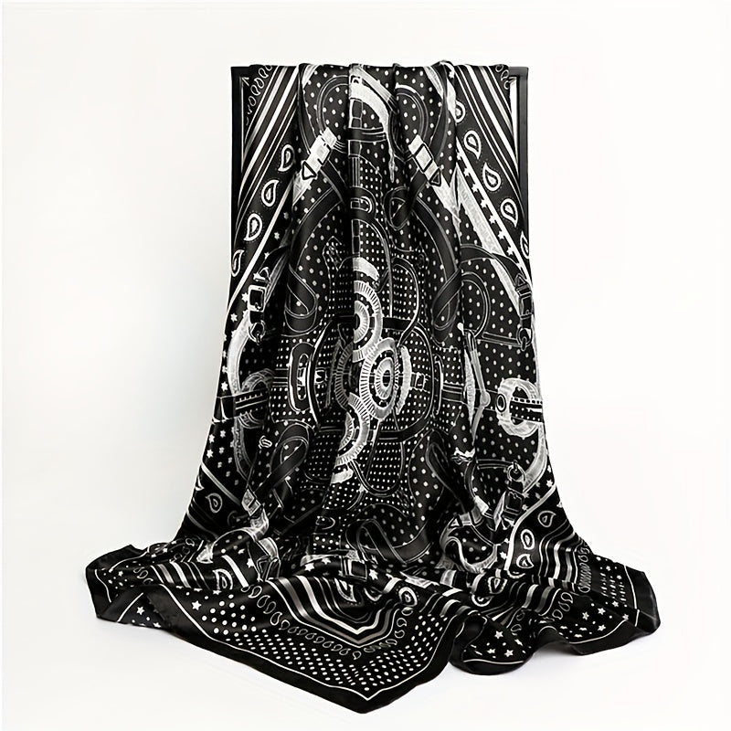 Paisley Print Square Scarf Dotted Silk Hijab Women Head Wraps Shawl