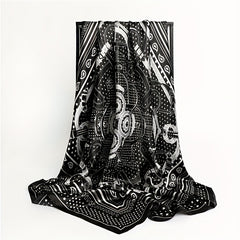 Paisley Print Square Scarf Dotted Silk Hijab Women Head Wraps Shawl