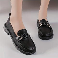 Women's Chain Loafers Round Toe Slip-On Shoes
