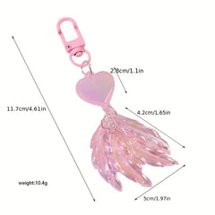 Luminous Love Feather Pendant for Women, Bag Mobile Phone Car Keychain