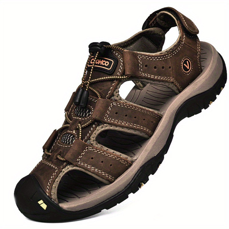 CLOHOO Men's Closed Toe Anti Collision Sandals Summer Beach Shoes