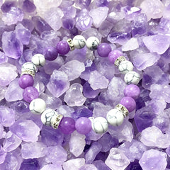 2pcs Amethyst Bracelet Pine Stone Beaded Hand String for Courage
