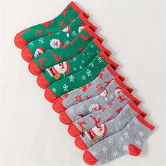 10 Pairs Cartoon Print Socks & Christmas Ankle Socks Women's Stockings
