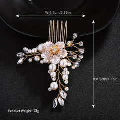 Flower Charm Hair Comb Rhinestone & Faux Pearl Bridal Wedding Headwear