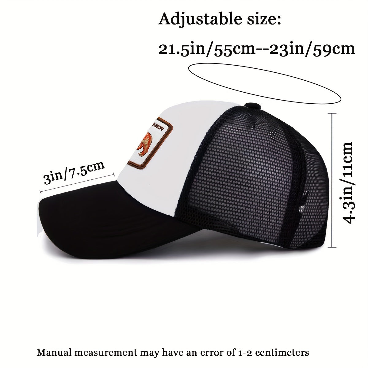 Adjustable Mesh Cap Dog Pattern Square Patch Baseball Cap Drivers Hat