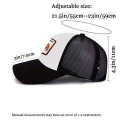 Adjustable Mesh Cap Dog Pattern Square Patch Baseball Cap Drivers Hat